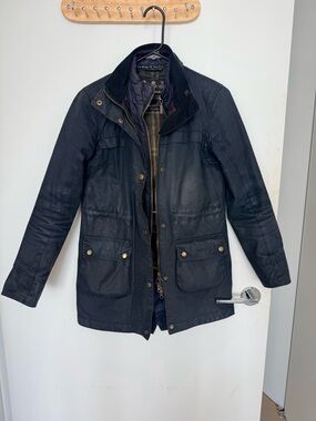 Barbour Navy Waxed Cotton Field Jacket